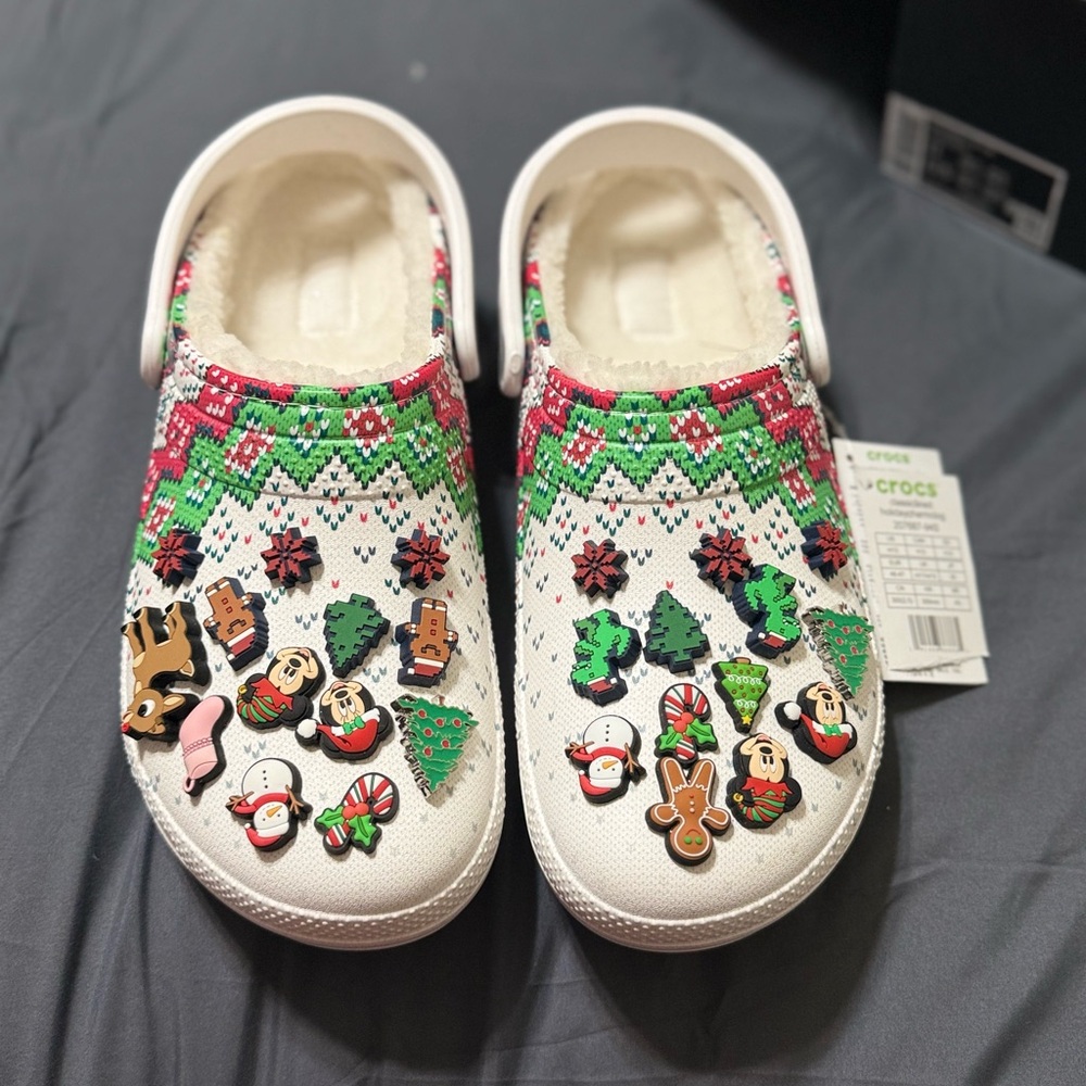 CROCS Festive Patterned Clogs with Charms